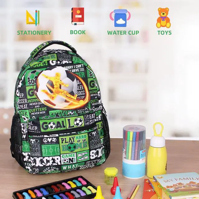 Alt view image 5 of 5 - Soccer Backpack for Boys Girls, Elementary Middle High School Bookbags for Teen Kids, Travel Laptop Backpack for College Students Women Men Durable Lightweight School Bags, 17 Inch Large Back Packs