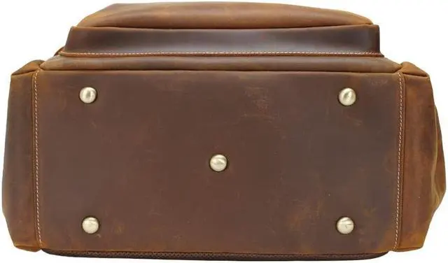 Alt view image 4 of 5 - TIDING Men's Vintage Genuine Leather Backpack 17 Inch Laptop Computer Bag Business Travel Rucksack Brown