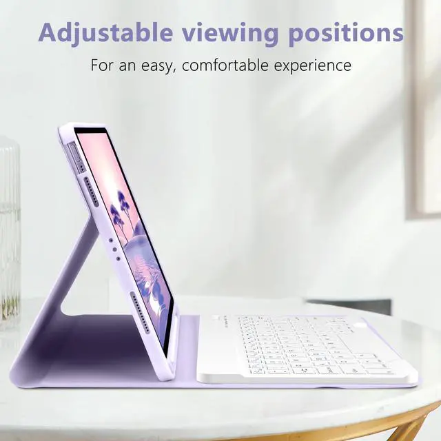Alt view image 3 of 5 - TQQ Keyboard Case for iPad Air 11-inch (M3 2025 / M2 2024) & Air 4th/5th Gen, Magnetic Wireless Detachable Keyboard, Stand Folio Cover with Pencil Holder, Thin & Light (Purple)