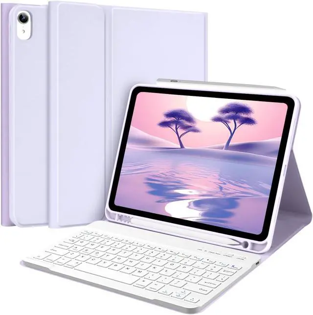 Main image of TQQ Keyboard Case for iPad Air 11-inch (M3 2025 / M2 2024) & Air 4th/5th Gen, Magnetic Wireless Detachable Keyboard, Stand Folio Cover with Pencil Holder, Thin & Light (Purple)