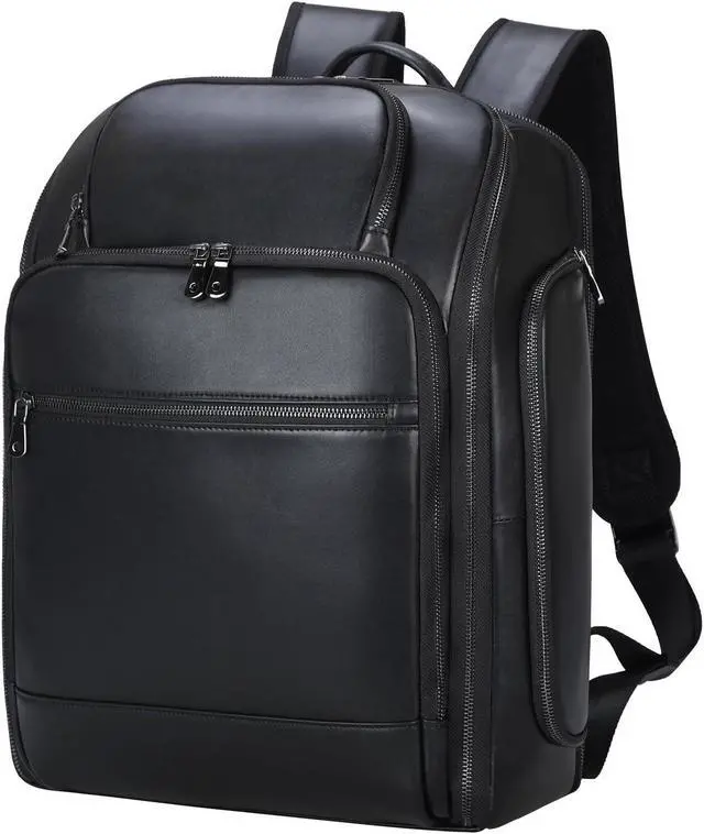 Main image of TIDING Men's Genuine Leather 17.3 Inch Laptop Backpack Overnight Weekender Daypack 24.5L Travel Rucksack_X-large