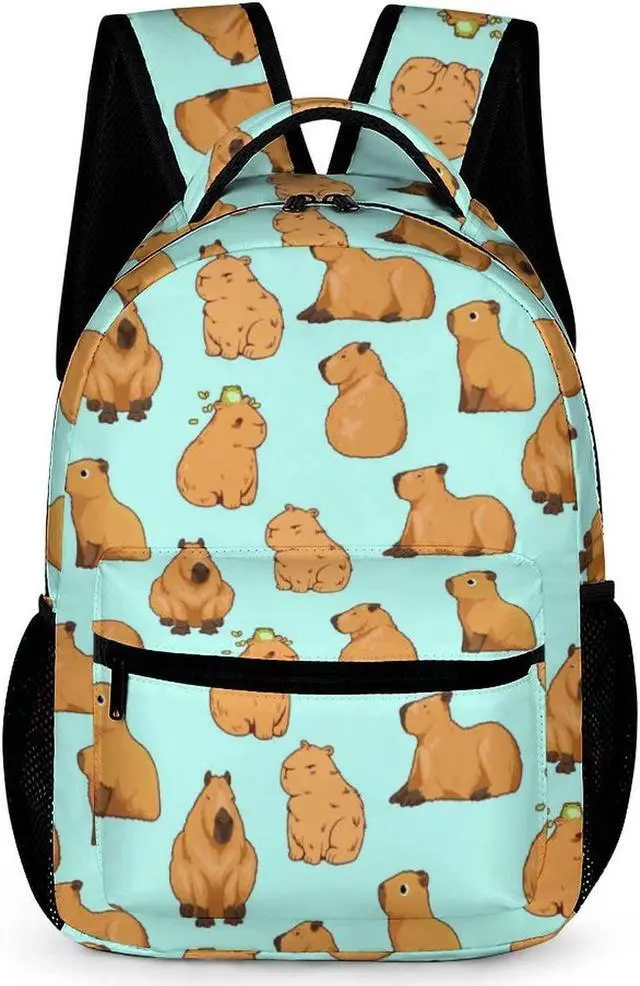 Main image of Ueshiramanu Capybara Backpack for Kids Boys Girls Polyester Fashion School Bag Print Travel Stylish Laptop Bookbag Gift Blue