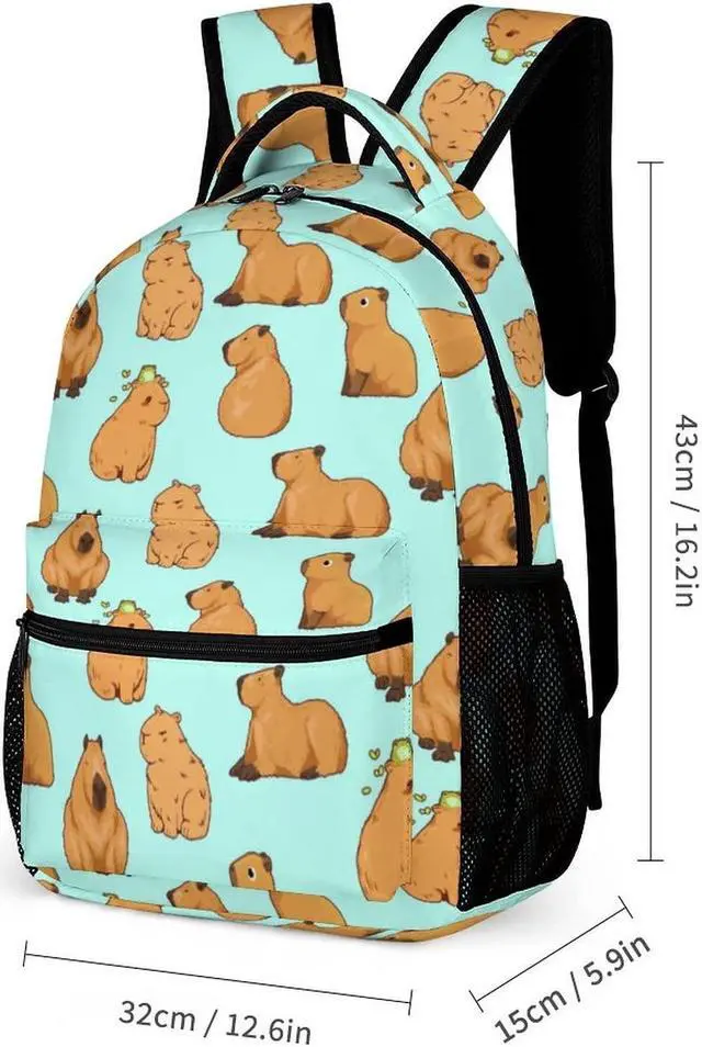 Alt view image 2 of 5 - Ueshiramanu Capybara Backpack for Kids Boys Girls Polyester Fashion School Bag Print Travel Stylish Laptop Bookbag Gift Blue
