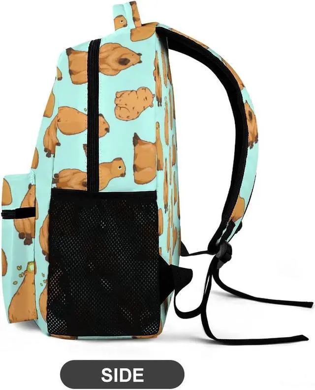 Alt view image 5 of 5 - Ueshiramanu Capybara Backpack for Kids Boys Girls Polyester Fashion School Bag Print Travel Stylish Laptop Bookbag Gift Blue