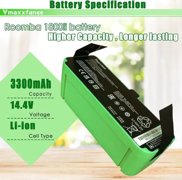 Alt view image 2 of 5 - 4376392 1800LI 48Wh for Replacement Lithium Ion Battery Replacement for Roomba 980 981 970 985 960 900 895 860 890 891 695 690 680 685 670 665 652 640 614 615 Series 3300mAh 430 440 450 445