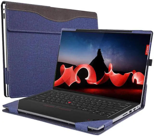 Main image of WODBAO Laptop Protection case for Lenovo ThinkPad X1 Carbon Generation 11/10/9 2023-2021 and ThinkPad X1 Yoga Gen 8/7/6 2023-2021 Laptop Drop Protection PU Leather case (Dark Blue)