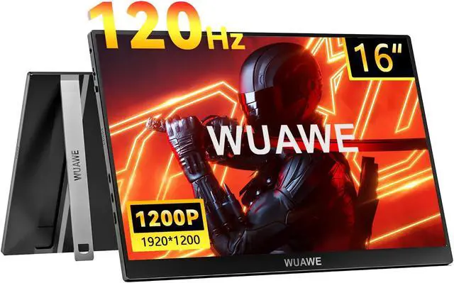 Alt view image 3 of 5 - WUAWE 16" Portable Monitor & Portable Gaming Monitor with Built-in Stand