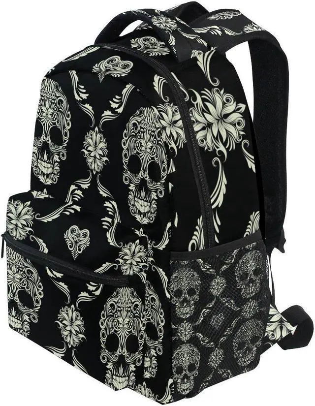 Alt view image 3 of 5 - ZZKKO Sugar Skull Day of the Dead Boys Girls School Computer Backpacks Book Bag Travel Hiking Camping Daypack