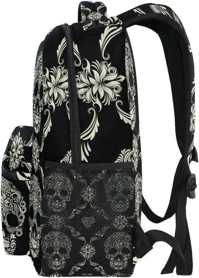 Alt view image 4 of 5 - ZZKKO Sugar Skull Day of the Dead Boys Girls School Computer Backpacks Book Bag Travel Hiking Camping Daypack