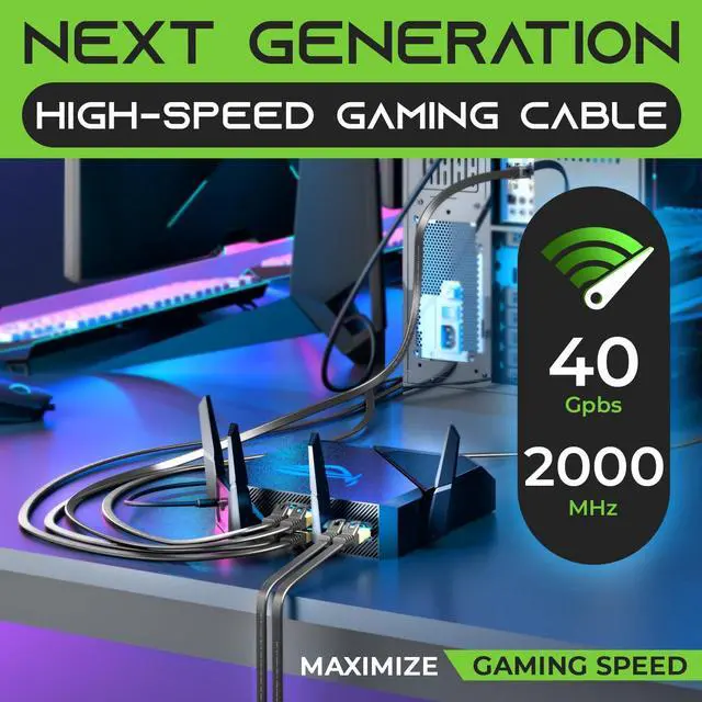 Alt view image 4 of 5 - GEARit Cat 8 Outdoor Flat Ethernet Cable (40ft, Black) Direct Burial Rated LLDPE Jacket - Indoor Cat8 Shielded FTP 2000Mhz 40Gbps High Speed Gaming Computer Network RJ45 Snagless Patch Cord Internet