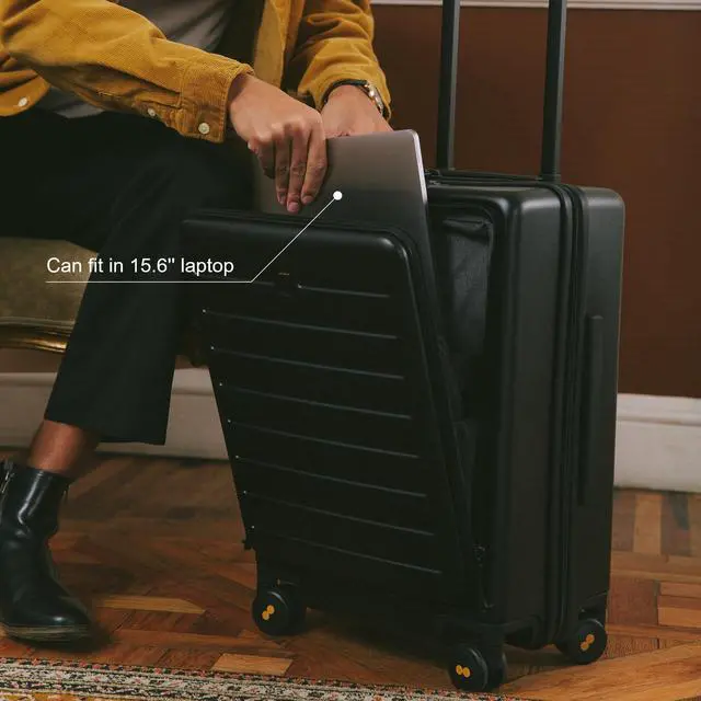 Alt view image 3 of 5 - LEVEL8 Road Runner Carry On Luggage 20" Inch with Laptop Backpack-Black