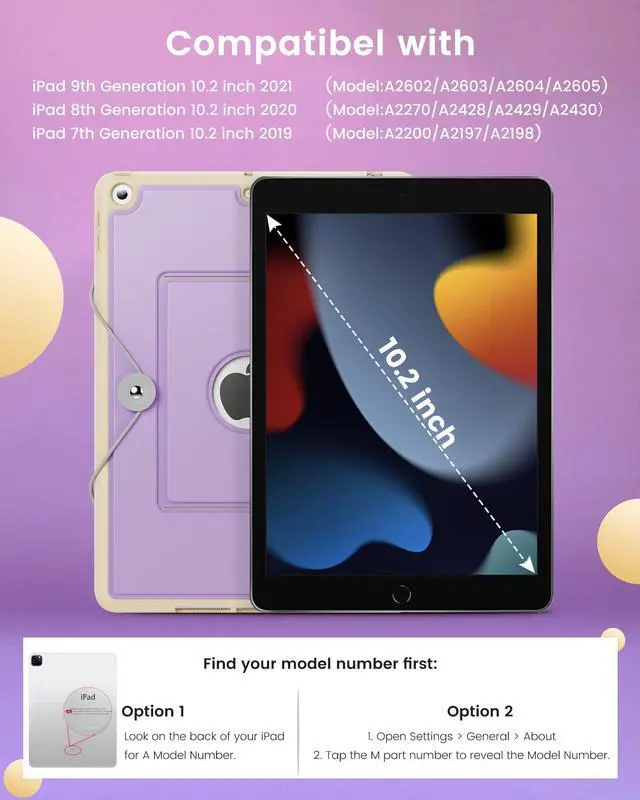 Alt view image 2 of 5 - INFILAND for iPad 9th Generation Case with Keyboard 10.2 Inch iPad 9th/8th/7th Gen, Folio Cover with Pencil Holder, 7-Color Backlight, Detachable Wireless Keyboard Case for Apple iPad, Lilac Purple