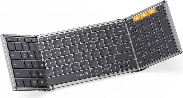 Main image of ProtoArc Foldable Bluetooth Keyboard, XK01 Folding Wireless Portable Keyboard with Numeric Keypad, Full-Size Travel Keyboard for iPad Tablet Smartphone Laptop PC Windows iOS Android, Space Gray