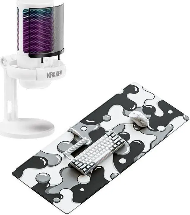 Main image of Kraken XXL Drip Black & White Mouse Pad Gaming Mousepad + Kraken Echo RGB Gaming Microphone
