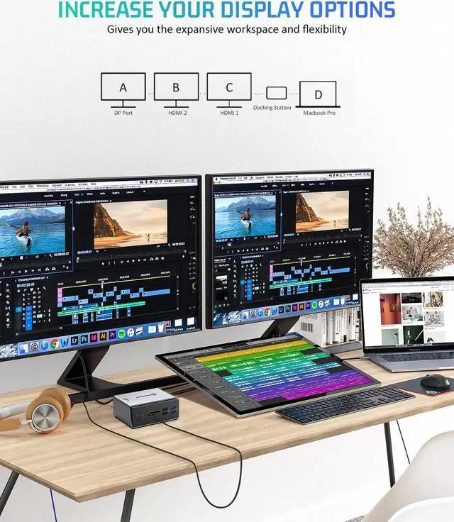 Alt view image 2 of 5 - UtechSmart Docking Station with SSD Enclosure,15 in 1 Triple Monitors USB C Docking Station Hard Drive,Compatible with macOS&Windows (2*HDMI,DP, PD3.0,SD/TF,RJ45,Audio&Micro,USB Ports)