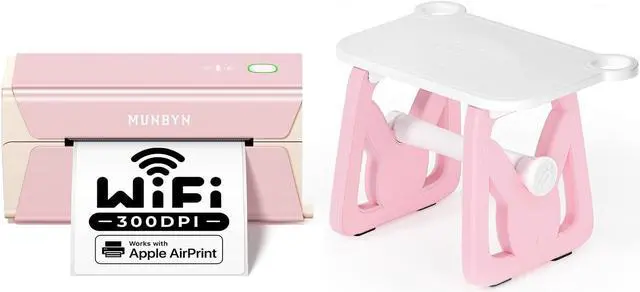 Main image of MUNBYN Wireless Label Printer 300DPI, RW401AP Wi-Fi Thermal Printer+Label Holder for Rolls and Fanfold Labels