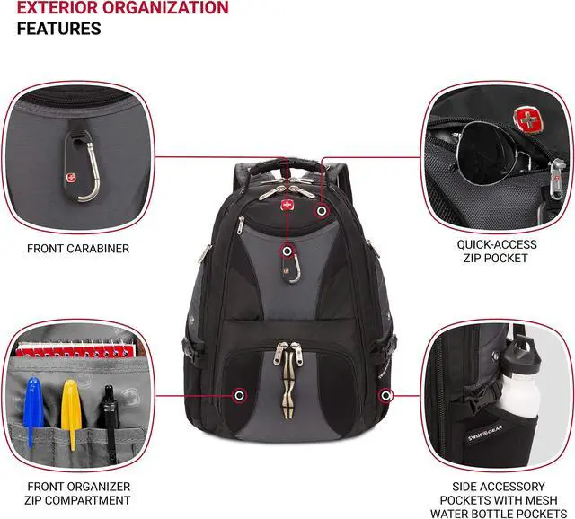 Alt view image 3 of 5 - SwissGear 1900 Scansmart TSA 17 Laptop Backpack, Grey/Black, 19-Inch