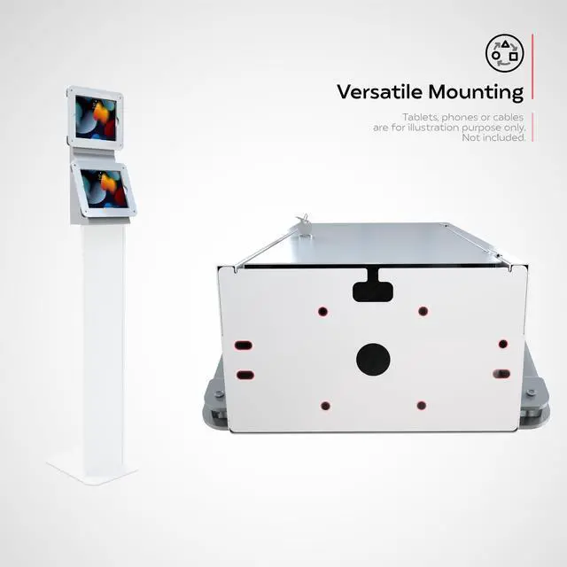 Alt view image 4 of 5 - Dual Tablet Enclosure Mount  CTA Dual Acrylic Enclosure Desk Mount with Storage Compartment for iPad Air 11" M2 (2024) - iPad Pro 11" M4 (2024) & More - White (PAD-2VDMWA)