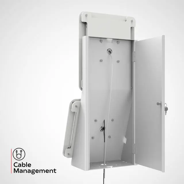 Alt view image 5 of 5 - Dual Tablet Enclosure Mount  CTA Dual Acrylic Enclosure Desk Mount with Storage Compartment for iPad Air 11" M2 (2024) - iPad Pro 11" M4 (2024) & More - White (PAD-2VDMWA)