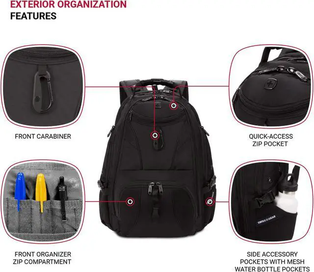 Alt view image 3 of 5 - SwissGear 1900 Scansmart TSA 17 Laptop Backpack, Black/Black, 19-Inch