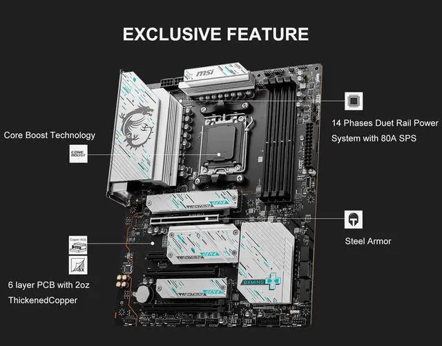 Alt view image 3 of 5 - INLAND Micro Center AMD Ryzen 7 7700X CPU Processor with MSI X670E Gaming Plus Motherboard, AM5 Socket, DDR5, PCIe 5.0, WiFi 6E