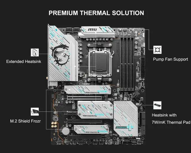 Alt view image 5 of 5 - INLAND Micro Center AMD Ryzen 7 7700X CPU Processor with MSI X670E Gaming Plus Motherboard, AM5 Socket, DDR5, PCIe 5.0, WiFi 6E