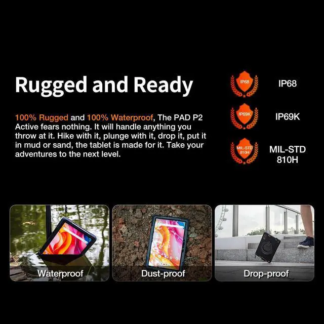 Alt view image 5 of 5 - AGM PAD P2 Active Rugged Android 14 Tablet with Keyboard & Stylus & Case, Waterproof/Drop-Proof, Widevine L1, 11" 90Hz FHD 480 NITS Display, MTK G99, 8000mAh, 16(8+8) + 256GB[TF 2TB], GPS/Compass, OTG