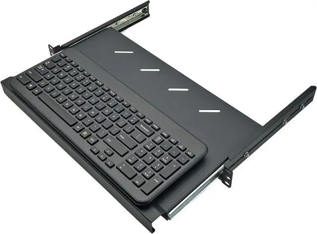 Main image of Electriduct 1U Keyboard Tray - Universal 19" Rack Mount Sliding Shelf for Network Equipment Server Cabinet Enclosure with Mounting Hardware - 10.8" Deep