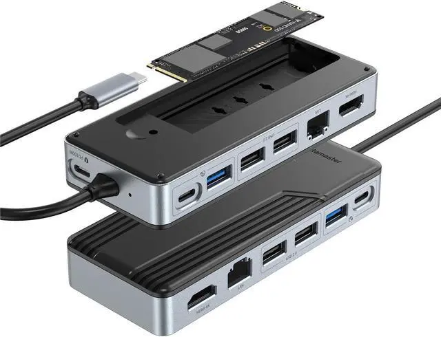 Main image of Yottamaster USB C Hub with 4TB M.2 NVMe SSD Enclosure, 8 Ports USB C HUB Adapter 10Gbps USB 3.2 Gen2, 4K@60Hz HDMI, 100W PD, Ethernet for Windows, Mac [Diskless] - YM28PR