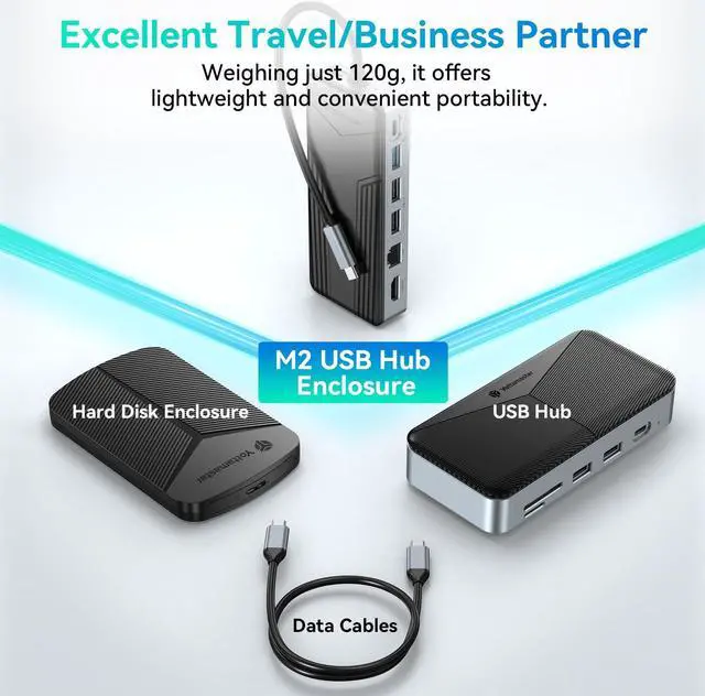 Alt view image 2 of 5 - Yottamaster USB C Hub with 4TB M.2 NVMe SSD Enclosure, 8 Ports USB C HUB Adapter 10Gbps USB 3.2 Gen2, 4K@60Hz HDMI, 100W PD, Ethernet for Windows, Mac [Diskless] - YM28PR