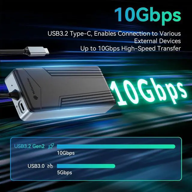 Alt view image 5 of 5 - Yottamaster USB C Hub with 4TB M.2 NVMe SSD Enclosure, 8 Ports USB C HUB Adapter 10Gbps USB 3.2 Gen2, 4K@60Hz HDMI, 100W PD, Ethernet for Windows, Mac [Diskless] - YM28PR