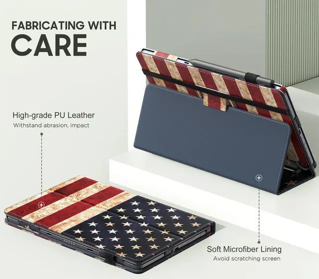 Alt view image 3 of 5 - MoKo Case for Amazon Kindle Fire Max 11 Case (13th Generation, 2023 Release) 11" - Slim Folding Stand Cover Case for Fire 11 Tablet with Auto Wake/Sleep, American Flag