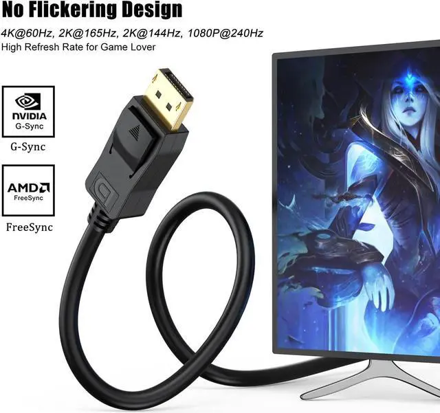 Alt view image 4 of 5 - UVOOI 4K DisplayPort Cable 3FT 10-Pack, Display Port to Display Port Cable for Monitor DP to DP Cable Male to Male Adapter 4K@60Hz, 2K@144Hz, 1080P