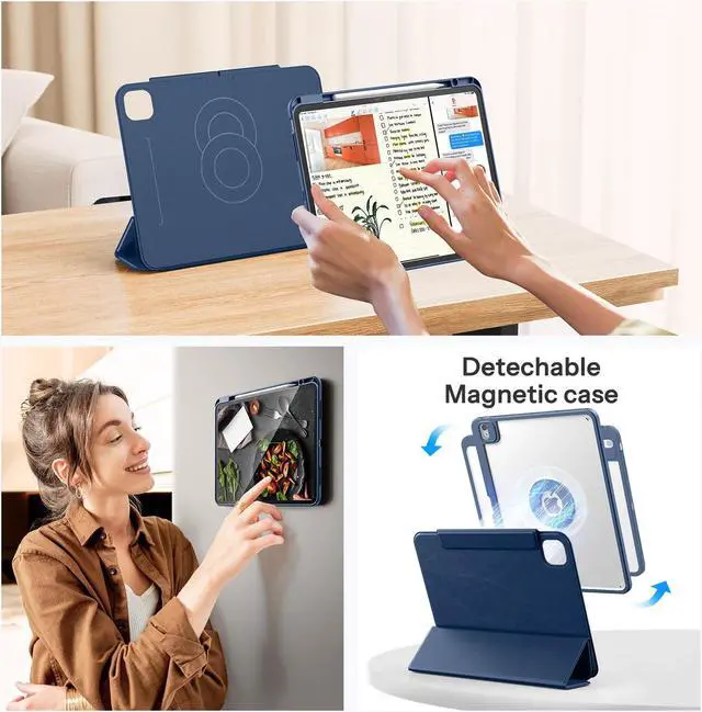 Alt view image 3 of 5 - SPARIN Case for iPad Air 13 Inch M3 2025/M2 2024 ((7th/6th Generation), Removable Magnetic Cover with Apple Pencil Holder, Portrait and Landscape Stand, Auto Wake/Sleep -Navy Blue