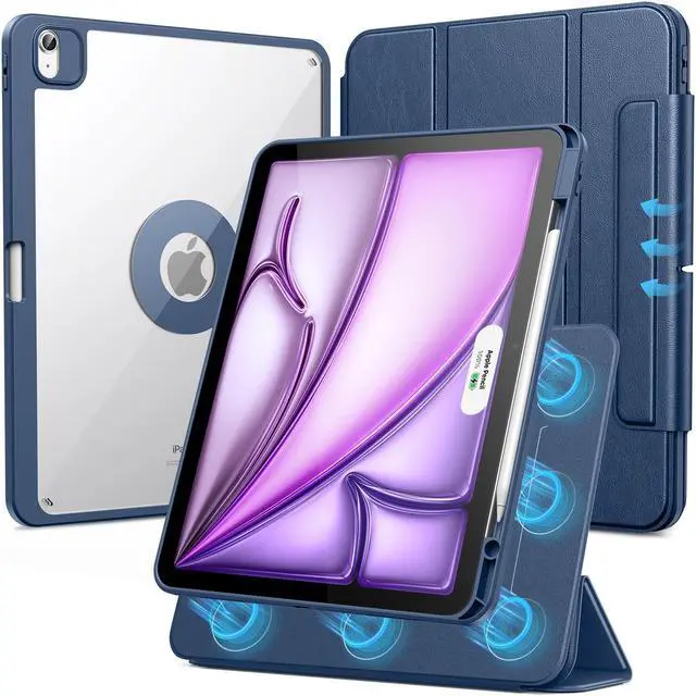 Main image of SPARIN Case for iPad Air 13 Inch M3 2025/M2 2024 ((7th/6th Generation), Removable Magnetic Cover with Apple Pencil Holder, Portrait and Landscape Stand, Auto Wake/Sleep -Navy Blue