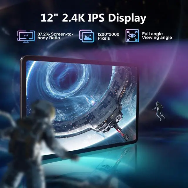 Alt view image 4 of 5 - DOOGEE T40 PRO 12 Inch Android 14 Tablet,2.4K Gaming Tablet with Helio G99,20GB RAM+512GB ROM (2TB TF), 7.6mm Slim Tablets, 10800mAh,Dual SIM 4G,2.4G&5G WiFi/Face Unlock/BT5.0/GPS/OTG, Gray