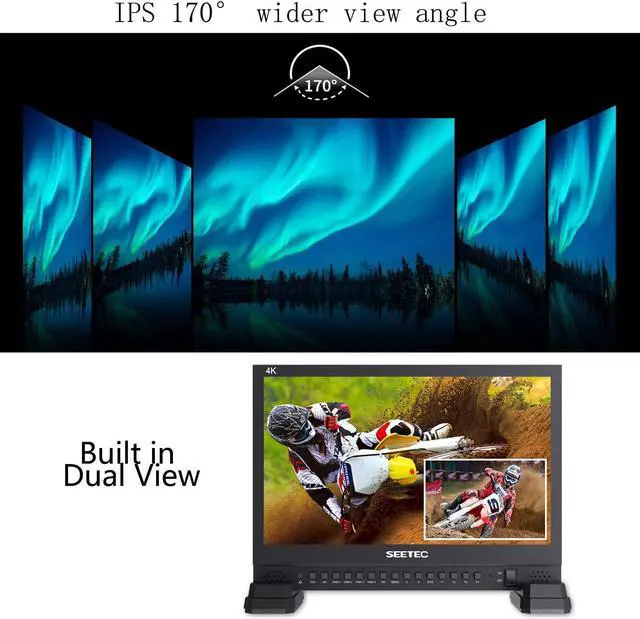 Alt view image 3 of 5 - SEETEC 15.6" 4K156-9HSD Broadcast Monitor with IPS UHD 3840x2160 4xHDMI Quad Split Display 3G SDI VGA DVI for Professional Live Event Post Production Director Film Camera Field