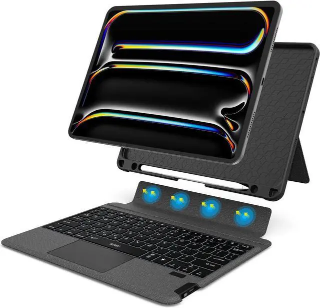 Main image of WIWU iPad 9th/8th/7th Generation Case with Keyboard, Detachable Case with Vertical Support, for Air 3rd, iPad Pro 10.5 inch,Trackpad,7 Color Backlit