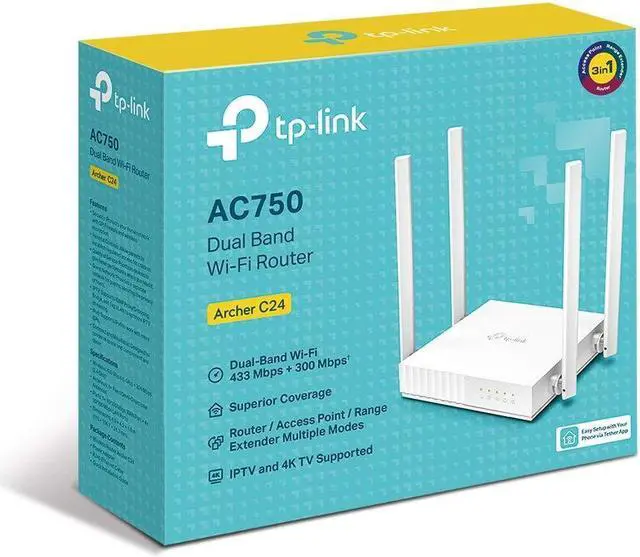 Alt view image 4 of 5 - TP-Link Archer C24, AC750 Mbps, Parental Controls, All-in-one( Router, Access Point, Range Extender) Modes, Dual-Band Wi-Fi 5 Router