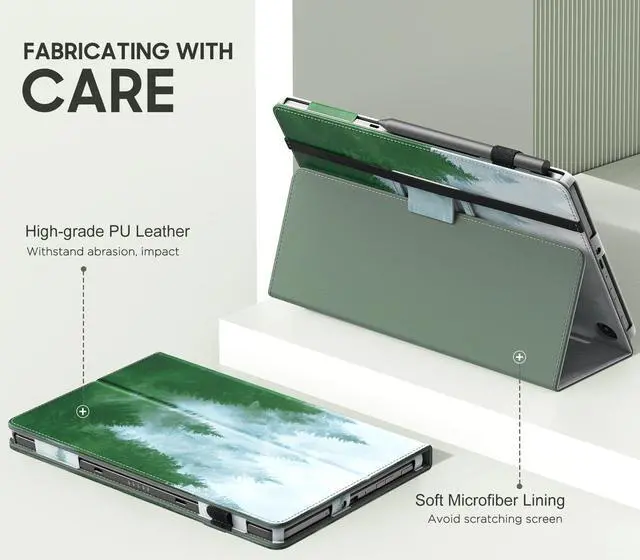 Alt view image 3 of 5 - MoKo for Amazon Kindle Fire Max 11 Case (13th Generation, 2023 Release) 11" - Slim Folding Stand Cover Case for Fire 11 Tablet with Auto Wake/Sleep, Dark Green Forest