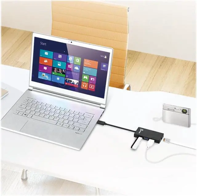 Alt view image 2 of 5 - j5create USB 3.0 Multi-Adapter Hub- 3X USB 3.0 SuperSpeed Ports, Gigabit RJ45 Ethernet, Compatible with Windows and MacOS