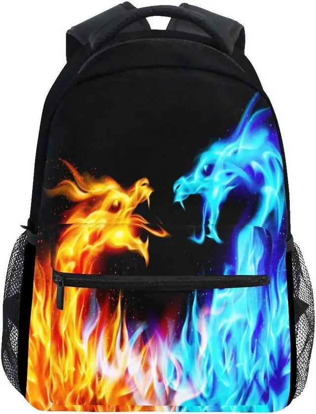 Main image of Kcldeci Red Blue Fire Dragon School Laptop Backpack Galaxy Teens Girls Boys Kids Bags Bookbag, Monster Animal Water Resistant College Travel Computer Notebooks Daypack for Men Women