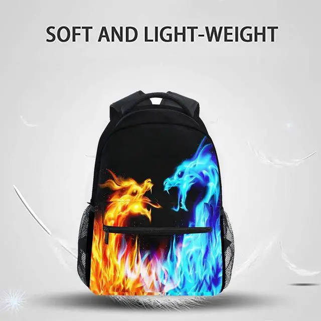 Alt view image 2 of 5 - Kcldeci Red Blue Fire Dragon School Laptop Backpack Galaxy Teens Girls Boys Kids Bags Bookbag, Monster Animal Water Resistant College Travel Computer Notebooks Daypack for Men Women