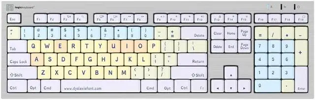 Main image of Logickeyboard with Dyslexie Font  A Unique Typeface to Make Reading, Learning, and Working Easier  USB Wired  Two Built-in USB Ports  Plug and Play with Mac
