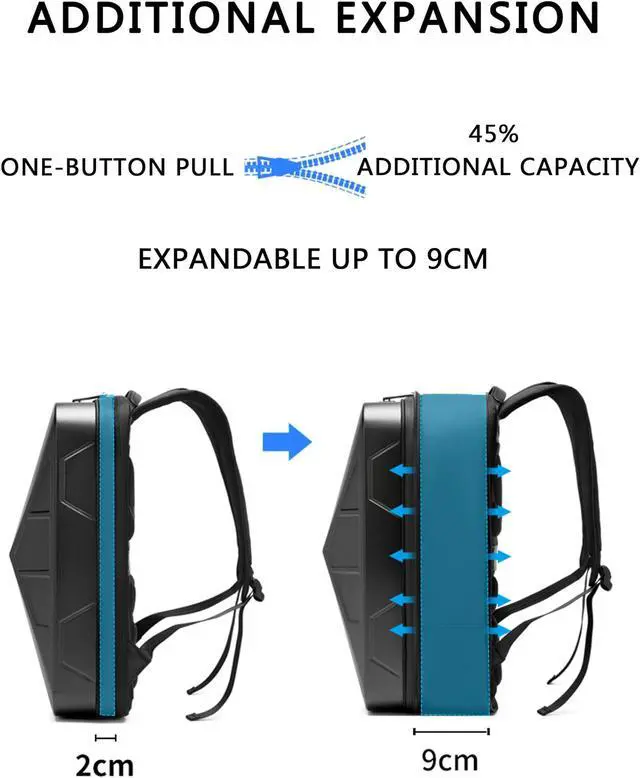 Alt view image 4 of 5 - Hard Shell Backpack for Men Travel Laptop 13-17.3 for Business Computer Anti Theft Backpack with USB Charging Port Work Bag for Tesla Cybertruck Owners