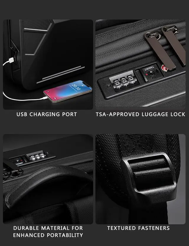 Alt view image 5 of 5 - Hard Shell Backpack for Men Travel Laptop 13-17.3 for Business Computer Anti Theft Backpack with USB Charging Port Work Bag for Tesla Cybertruck Owners