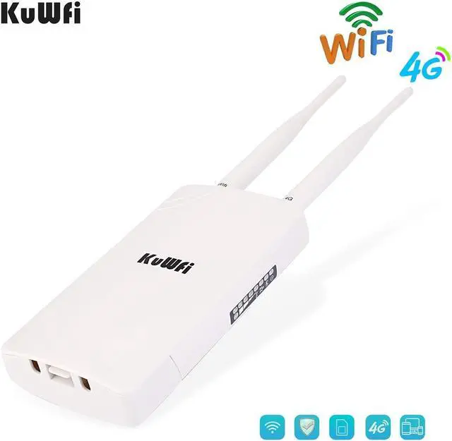 Alt view image 3 of 5 - KuWFi Waterproof Outdoor 4G LTE CPE SIM Card WiFi Router 150Mbps CAT4 SIM LTE Routers Work with IP Camera or Outside WiFi Coverage with 2pcs Antenna Only Work with SIM Card Mode Not for USA