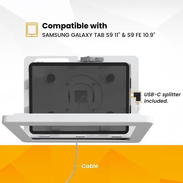 Alt view image 5 of 5 - Beelta Tablet Wall Mount Compatible with Samsung Galaxy Tab S9 & S9 FE, All Metal, Anti-Theft Lock Adjustable Tablet Stand