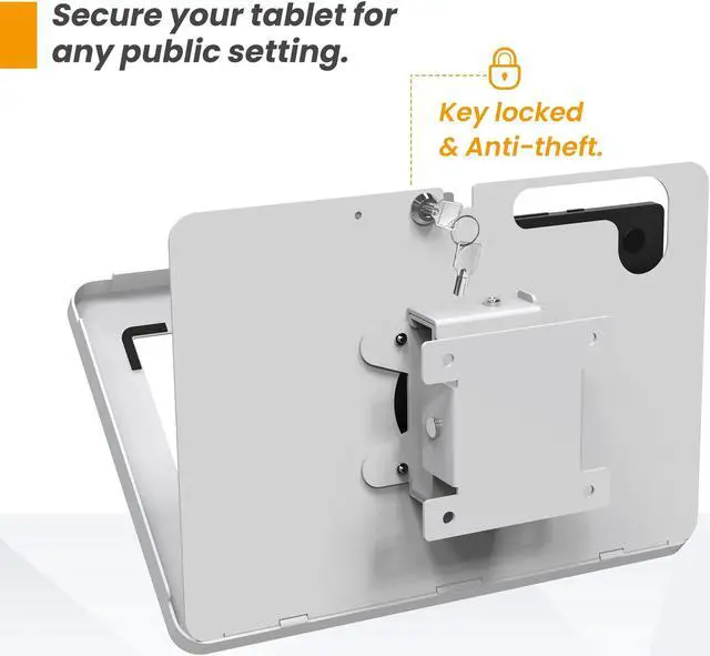 Alt view image 4 of 5 - Beelta Tablet Wall Mount Compatible with Samsung Galaxy Tab S9 & S9 FE, All Metal, Anti-Theft Lock Adjustable Tablet Stand