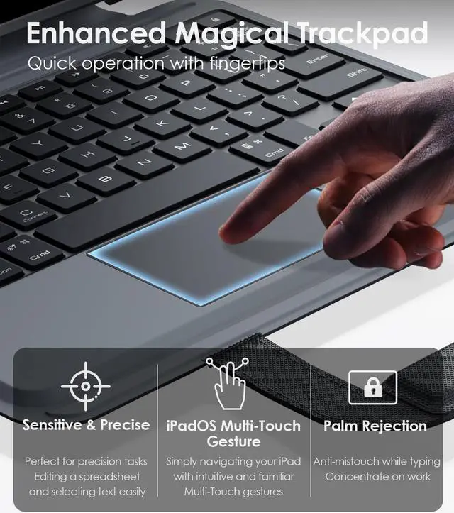 Alt view image 5 of 5 - Nillkin Carry Go Keyboard Case for iPad Pro 11 inch (M4) 2024 with Handle, Rugged Case with Detachable Keyboard for iPad Pro 11, Magic Trackpad, 7 Colors Backlit, Camera Cover, Black